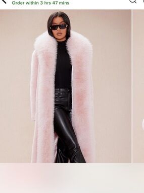 Luxury Faux Fur Long Coat - Blush Pink